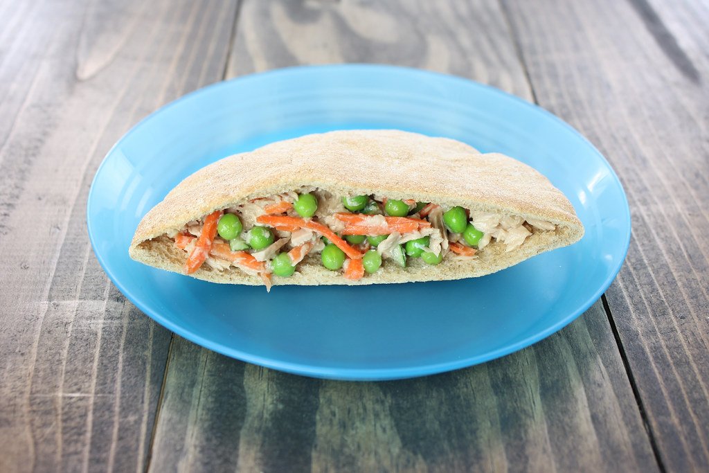 High protein tuna wrap style sandwich on a plate