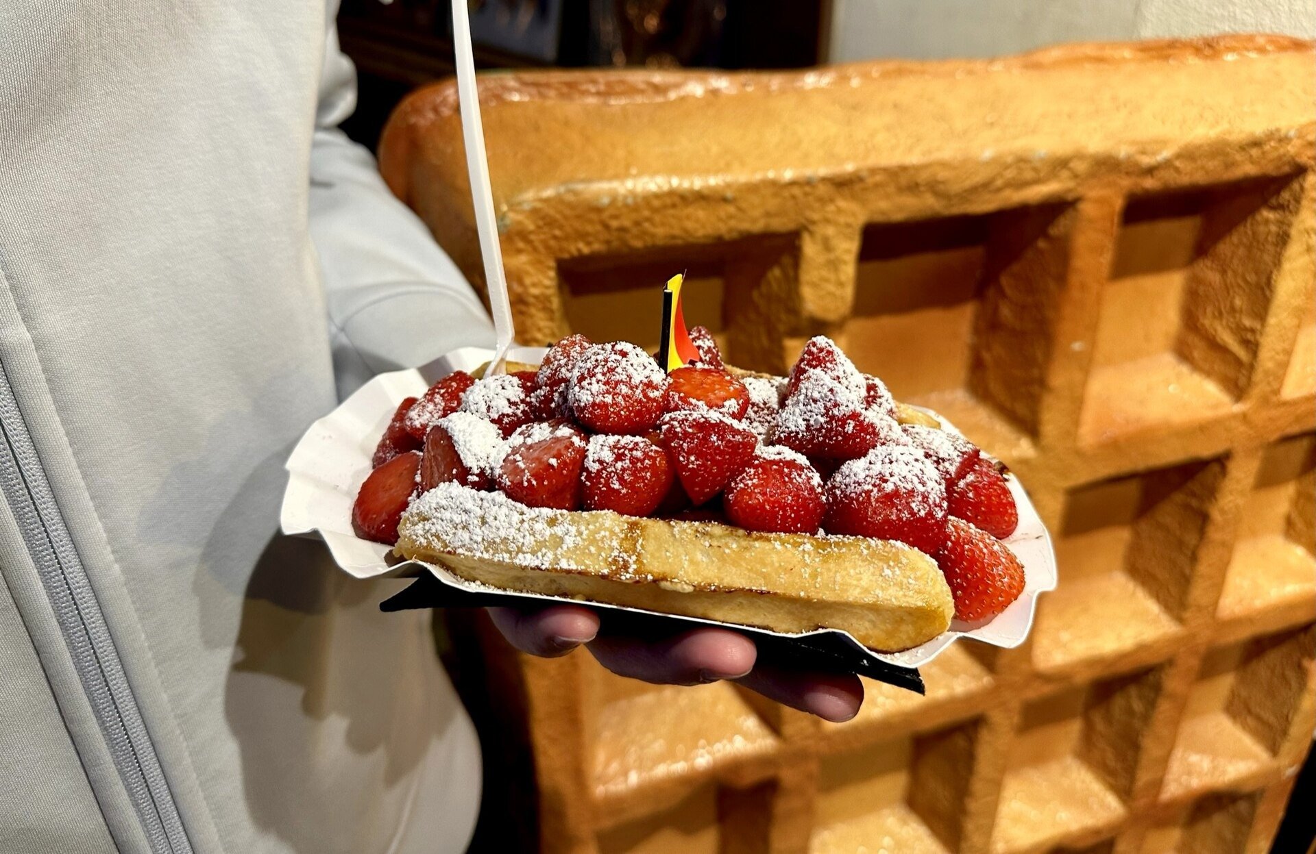 Protein waffles topped with strawberries